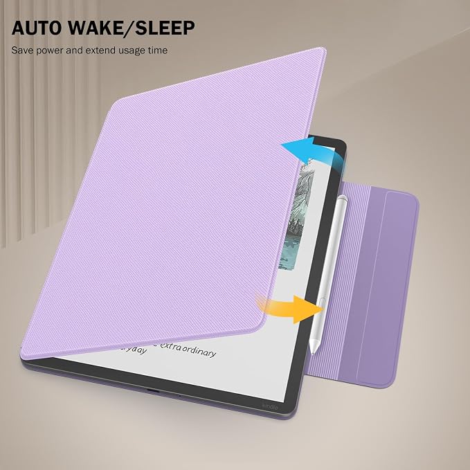 MoKo Magnetic Case for All-New 11" Kindle Scribe 2025(3rd Generation) & Kindle Scribe Colorsoft 2025(1st Gen) - Slim Folio Premium PU Leather Cover with Pen Clasp & Auto Sleep Wake, Taro Purple