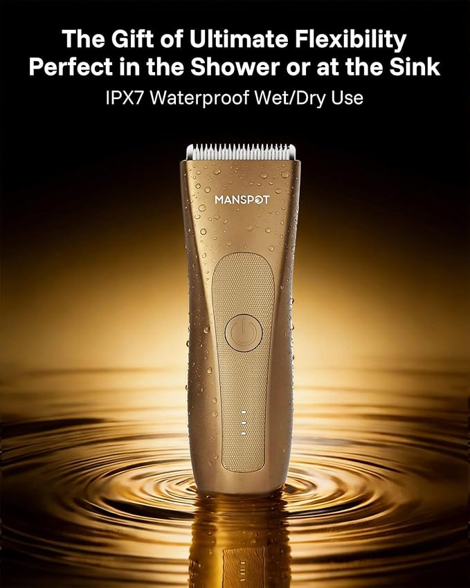 MANSPOT Hair Trimmer for Men, Gifts for Men, Anniversary & Birthday Gifts for Men, Dad, Him, Husband & Boyfriend, Premium Manscape Trimmer with 4 Guards & Replaceable Ceramic Blade
