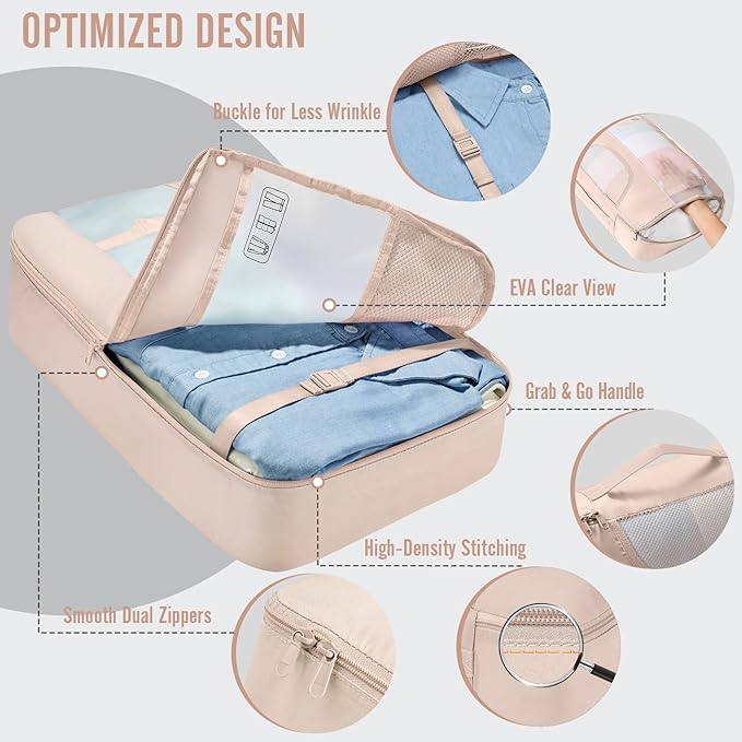 Veken 10 Set Packing Cubes for Travel, Beach Vacation Essentials Accessories for Cruise Ship, Suitcase Organizer Bags for Luggage with Toiletry Bag & Passport Holder, Birthday Gifts for Women Mom Her