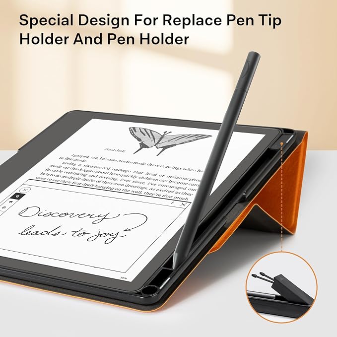 CoBak Stand Case for Kindle Scribe - Premium Folio Leather Cover with Pen Holder, Auto Sleep/Wake, and Stand Feature - Compatible with 10.2 Inch Kindle Scribe (2022/2024 Release)