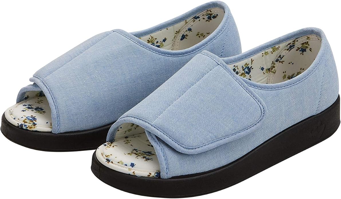 Silverts Women’s Adaptive Clothing Open Toe Shoes, Adjustable Wide Fit Sandals for Elderly, Nursing Home & Assisted Dressing