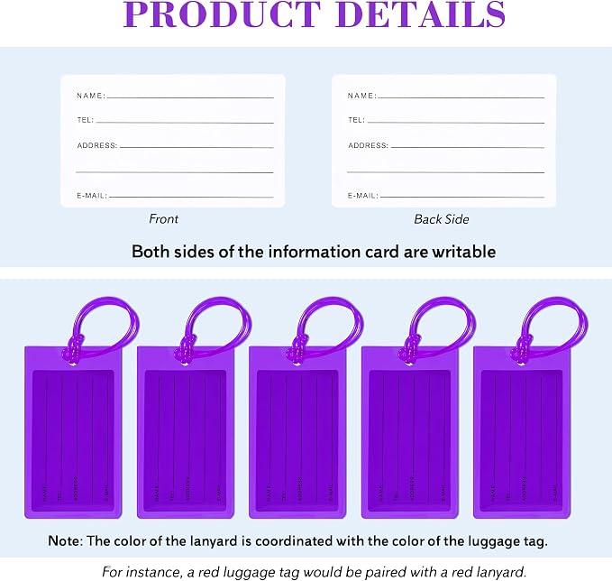 10 Pack Luggage Tags for Suitcases, Airplane Travel Essentials for Flying, International Travel Must Haves, and Luggage Accessories by Sodsay