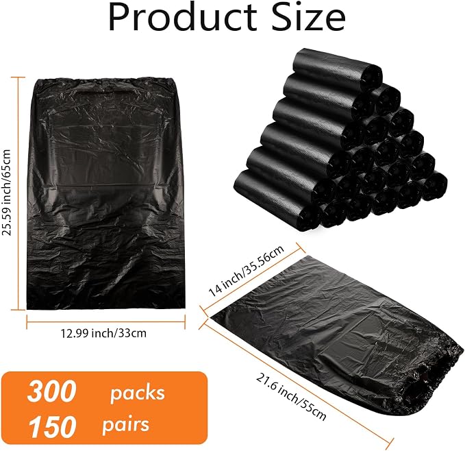 Haysandy 300 Pieces Shoe Covers Disposable Non Slip Plastic Boot Covers Long Waterproof Shoes Covers Safety Boot Shoe Covers 21.6 Inch Tall Shoe Coverings for Men Women Rainy Day Use (Black)