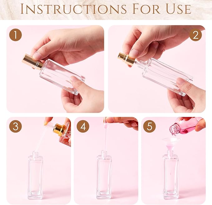 Domensi 60 Pcs 10/15/20/30 ml Perfume Travel Refillable Glass Bottles Spray Bottle Perfume Atomizer for Cologne Dispenser Leak-proof Fragrance Bottles Atomizer Pump Kit (30 ml,Gold)