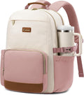 LOVEVOOK Laptop Backpack for Women with Pouch Pocket for Large Capacity Cup,15.6 Inch Teacher Nurse College Work Backpack Purse,Waterproof Laptop Bag Computer Back Pack for Travel, Beige-Pink-Brown
