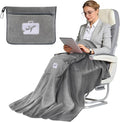 SINLAND Travel Pillow and Blanket 2-in-1 Set,Airplane Packable Bag,Soft and Lightweight Plane Flight Car Trips Travel Essentials Gift,Hand Luggage Sleeve and Backpack Clip,60x52 Inch Grey