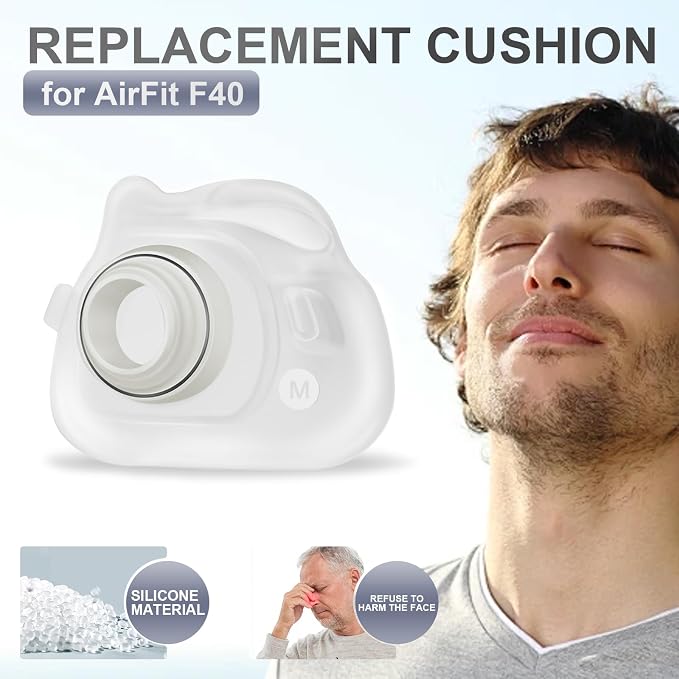 2 Packs Reliable Silicone Cushion for AirFit F40 Full Face Replacement Cushion (M)