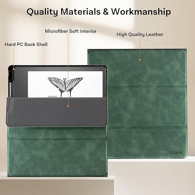 CoBak Case for E-Reader - All New PU Leather Cover with Auto Sleep Wake Feature for Tablet Reader 10.2" 2022 & 2024 Released with Pen Holder (not Compatible with Remarkable)