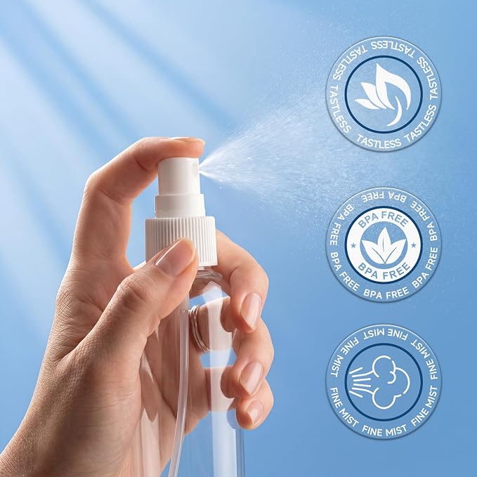 TRENDBOX 4oz Travel Size Spray Bottles, 12 Pack Fine Mist Small Empty Plastic Spray Bottle, Leak Proof BPA-Free Travel Essentials Cosmetic Containers