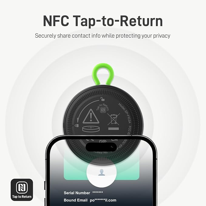Epicka Tracker Tags with Integrated Adjustable Strap, 2-Year Long Battery Item Finder Works with Apple Find My (iOS Only), NFC & IP67 Waterproof Smart Tag for Keys, Luggage, Bike, Pets, 2 Pack, Black