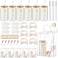 37 Pcs Spa Sleepover Party Supplies for Girls, 6 Set Spa Party Favors, Include Cups, Hairbands, Sleep Eye Mask, Headband, Brush, Tote Bags with Ribbon for Beige Sleepover Birthday Favors