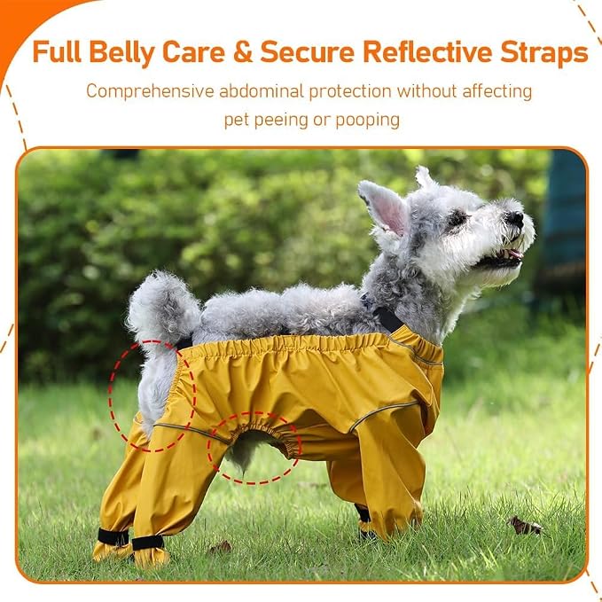 Waterproof Dog Boots Rain Boots with Suspender, Dogs Shoes Paw Protector for Small Medium Puppy, Anti-Slip Doggy Boot Belly Protector, Rain Booties Snow Booties (X-Large, multicolorc)
