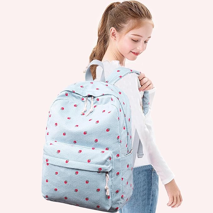 Bluboon School Backpack for Teen Girls Bookbags Elementary High School Corduroy Laptop Bags Women Travel Daypacks