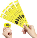 1000 Baggage Claim Check Tags Made from Yellow Card Stock, with Transfer Tape on Back, Printed in Black with Red Consecutive Numbering. Bag Identification Tag Size: 10 1/2" x 1 1/4"