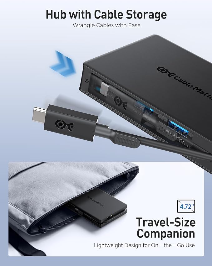 Cable Matters 8-in-1 USB C Hub Multiport Adapter with Dual 4K@60Hz HDMI, 140W PD Charging, Gigabit Ethernet, 10Gbps Data Transfer: 2X USB-C & 1x USBA 3.2 Ports (Support ONE External Display on MacOS)
