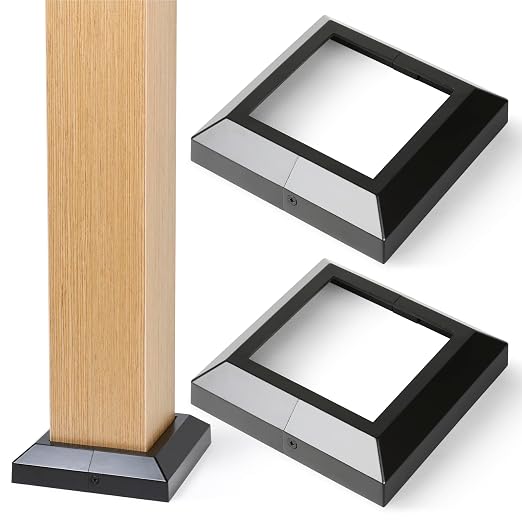 Post Base Cover, Split Type Post Skirt, for Indoor/Outdoor Iron Deck Railing, Stair Post Base Decorative Post Covers Skirt ((2, Post-5.5" Base-8.8")
