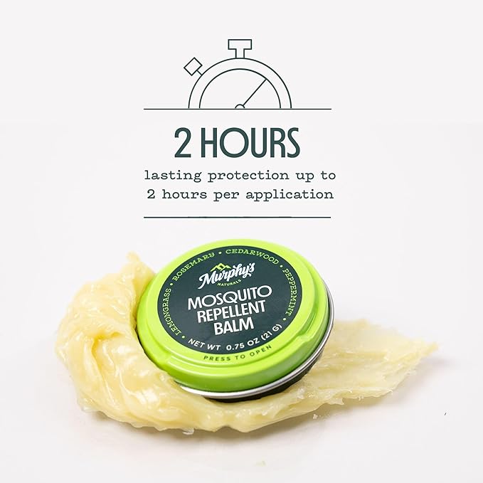 Murphy's Naturals Mosquito Repellent Balm for Outdoor Patio, Hiking, Camping, Plant-Based Cedarwood, Lemongrass & Rosemary, 2oz, 2-Pack