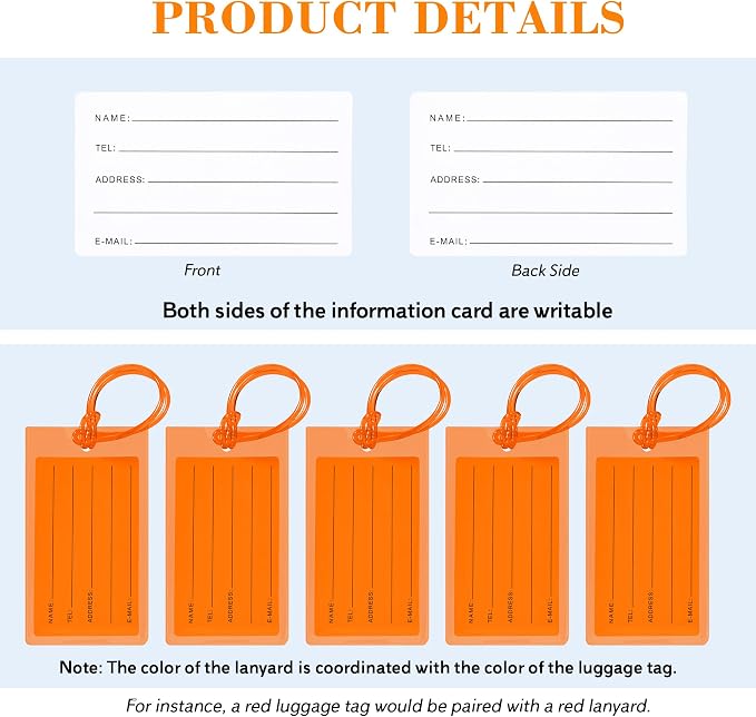 100 Pack Luggage Tags for Suitcases, Airplane Travel Essentials for Flying, International Travel Must Haves, and Luggage Accessories by Sodsay