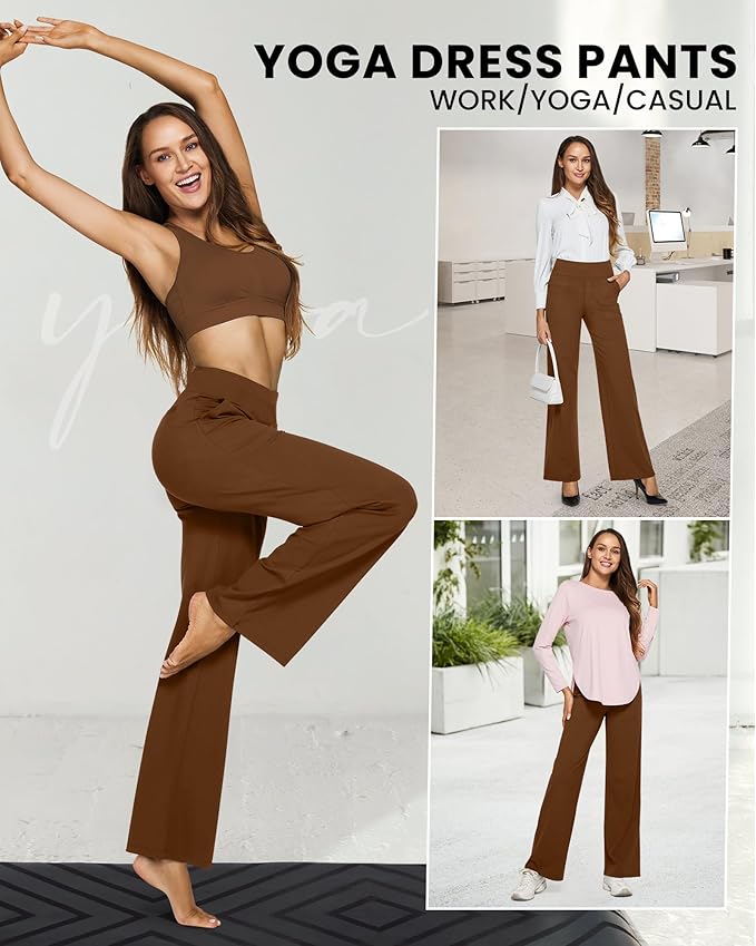 G4Free EverGoing Yoga Pants Women Wide Leg Pants with Pockets High Waist Stretch Dress Casual Sweatpants Petite/Regular/Tall
