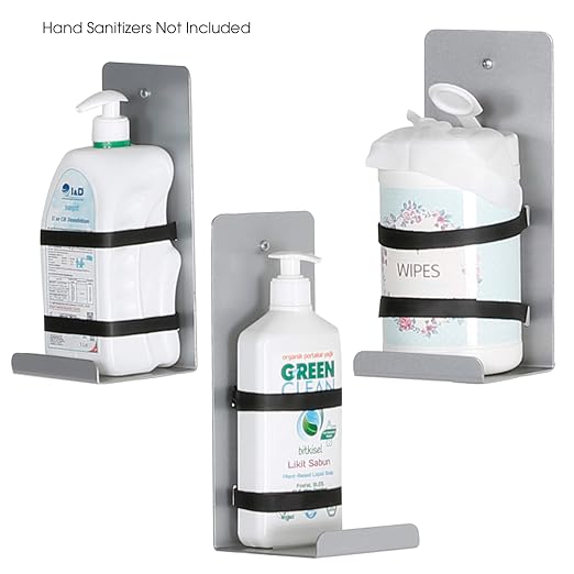 M&T Displays Floor Stand Universal Holder Bracket for Liquid/Lotion Soap or Hand Sanitizing Products, Medical Face Mask, Disposable Glove, Wipe, Facial Tissue
