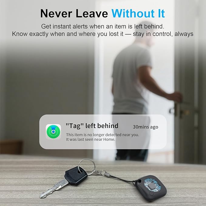 2-Pack Air Tracker Tags Compatible with Apple Find My (iOS Only), Bluetooth Tracker, Smart Keys Finder and Item Locator for Wallet Luggage Backpack (1B1W)