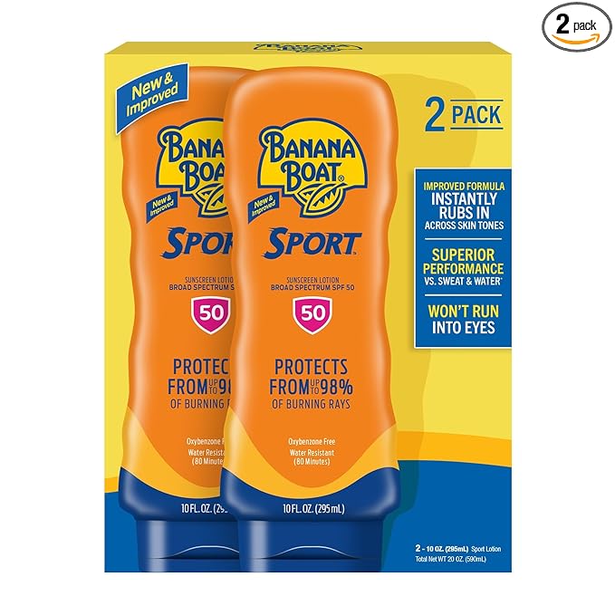 Banana Boat Sport Sunscreen Lotion, SPF 50, 10 Oz Each, Twin Pack