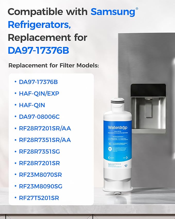 Waterdrop WD-F45 Refrigerator Water Filter, Replacement for Samsung® DA97-17376B HAF-QIN RF28R7201SR, RF28R7351SG