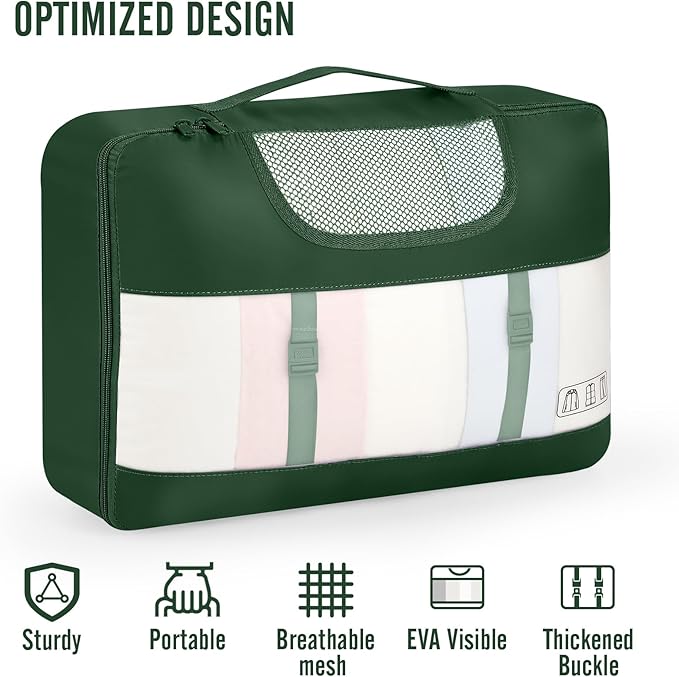 Veken 8 Set Packing Cubes for Travel Essentials, Suitcase Organizer Bags in 4 Sizes, Carry-On Luggage Accessories with Large Laundry Bag & Passport Holder, Must-Have for Airplane, Road Trip & Camping