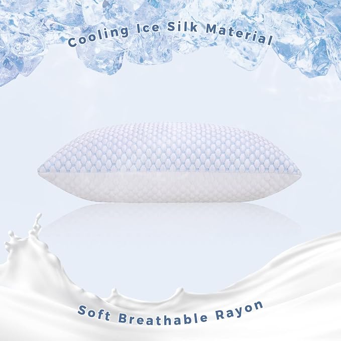 OSBED Shredded Memory Foam Pillows Standard Size Pack of 2 | Neck pain relief, supportive, odorless, cooling pillow, adjustable, washable, CertiPUR-US hypoallergenic adult pillow