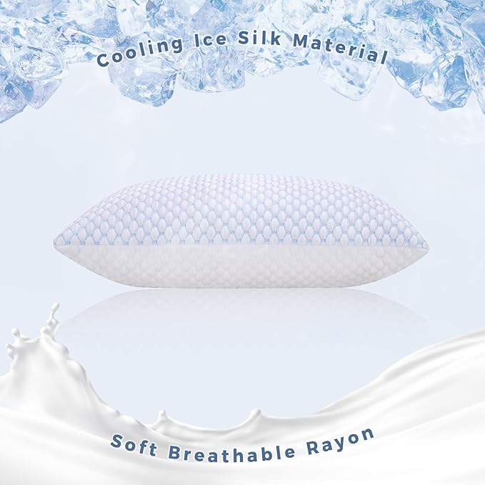 OSBED Shredded Memory Foam Pillows Queen Size Set of 4 | Neck pain relief, supportive, odorless, cooling pillow, adjustable, washable, CertiPUR-US hypoallergenic adult pillow