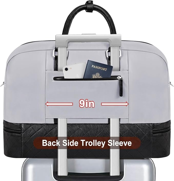 Weekender Bag for Women, Large Overnight Bag Canvas Travel Duffel Bag Carry On Tote with Shoe Compartment 21" 3Pcs Set