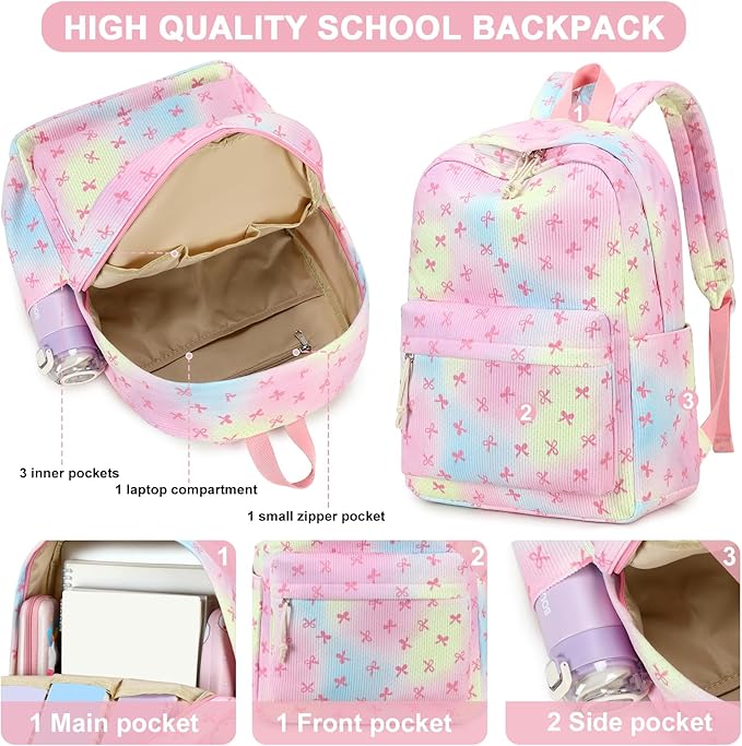 LEDAOU Backpack for Girls School Bag Kids Bookbag Teen Backpack Set Daypack with Lunch Bag and Pencil Case | Kids, Bookbag, Daypack, with Lunch Bag, and Pencil Case