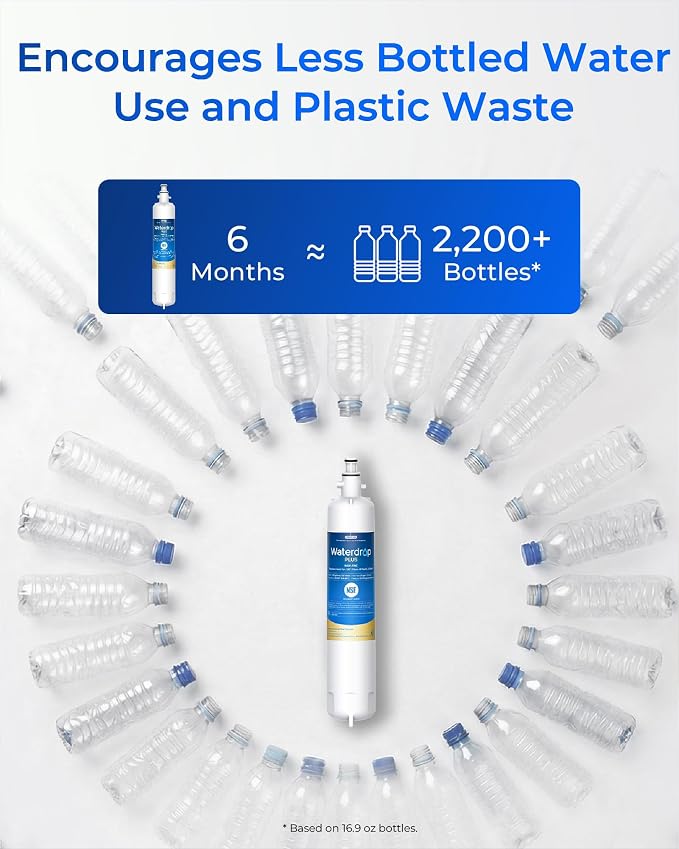 Waterdrop Plus WDP-F19C Replacement for GE® RPWFE®, RPWF (with CHIP) NSF 401 Refrigerator Water Filter, Compatible with WSG-4, GFE28GBLTS, GFE28GSKSS, PFE28KMKES, 2 Pack (Packaging May Vary)