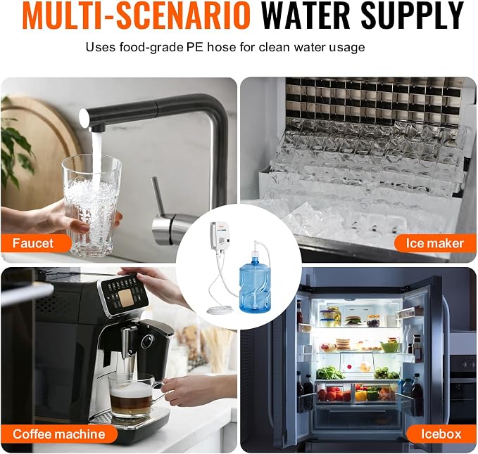 VEVOR Bottled Water Dispenser Pump System, 5 Gallon Dispensing System, Automatic Electric Water Dispenser, Single Inlet Water Jug Pump, Compatible Use with Coffee/Tea Machine, Refrigerator, Ice Maker