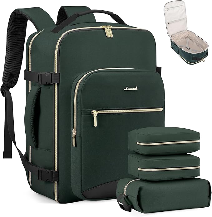LOVEVOOK 40L Travel Backpack Flight Approved Carry on Backpack,3 Packing Cubes,Waterproof Personal Item Travel Bag,TSA Carry on Luggage Suitcase Travel Essentials,Gifts for Women & Men,fits 17" Laptop