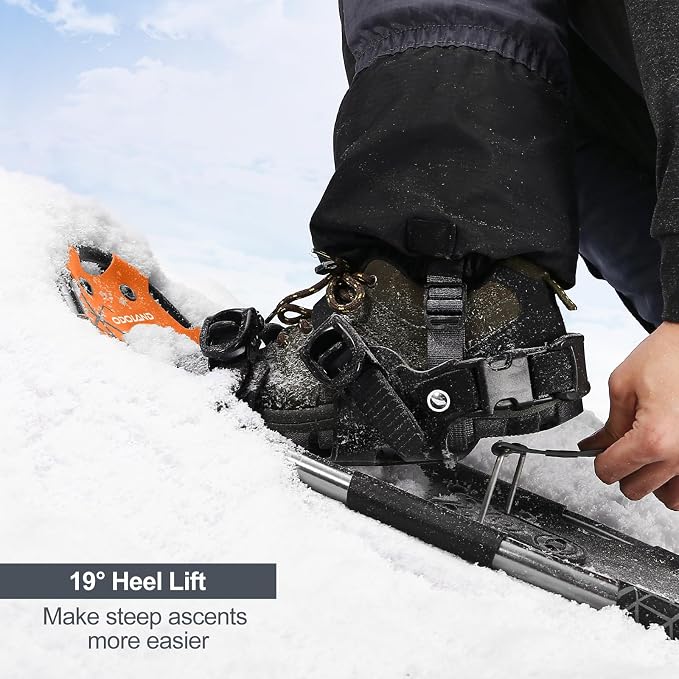 Odoland 21/25/30 Inch Snowshoes with Trekking Poles for Men Women Youth, Waterproof Snow Leg Gaiters and Carrying Bag, Lightweight Aluminum, Heel Lift, Snow Shoes Easy to Wear