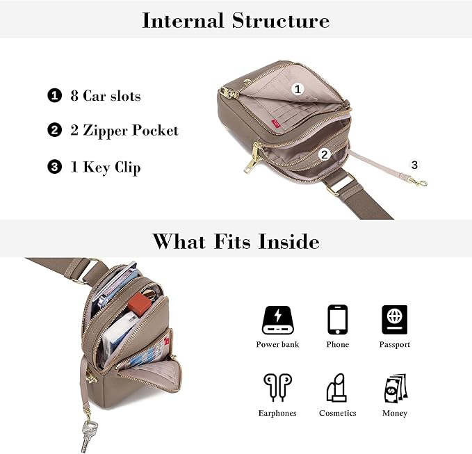 INICAT RFID Blocking Sling Bag, Anti Theft Crossbody Bag for Women Compact Travel Purses Vegan Leather