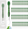Disposable Mini Travel Toothbrush Bulk with Toothpaste 5in1 60Ct Portable Toothbrushes Set Floss Pick Tongue Scraper Cruise and Travel Essentials (Green)