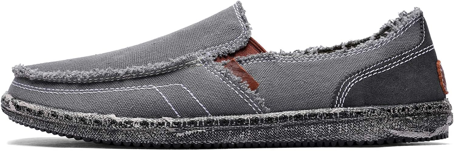 CASMAG Men's Casual Cloth Shoes Canvas Slip on Loafers Leisure Vintage Flat Boat Shoes