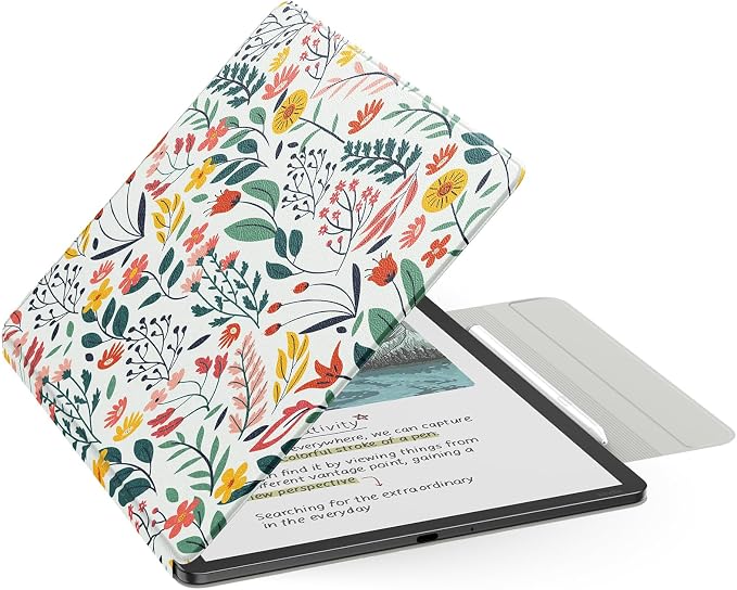 MoKo Magnetic Case for 11" Kindle Scribe 2025(3rd Generation) & Kindle Scribe Colorsoft 2025(1st Generation) - Slim Folio Premium PU Leather Cover with Pen Clasp & Auto Sleep Wake, Bloom