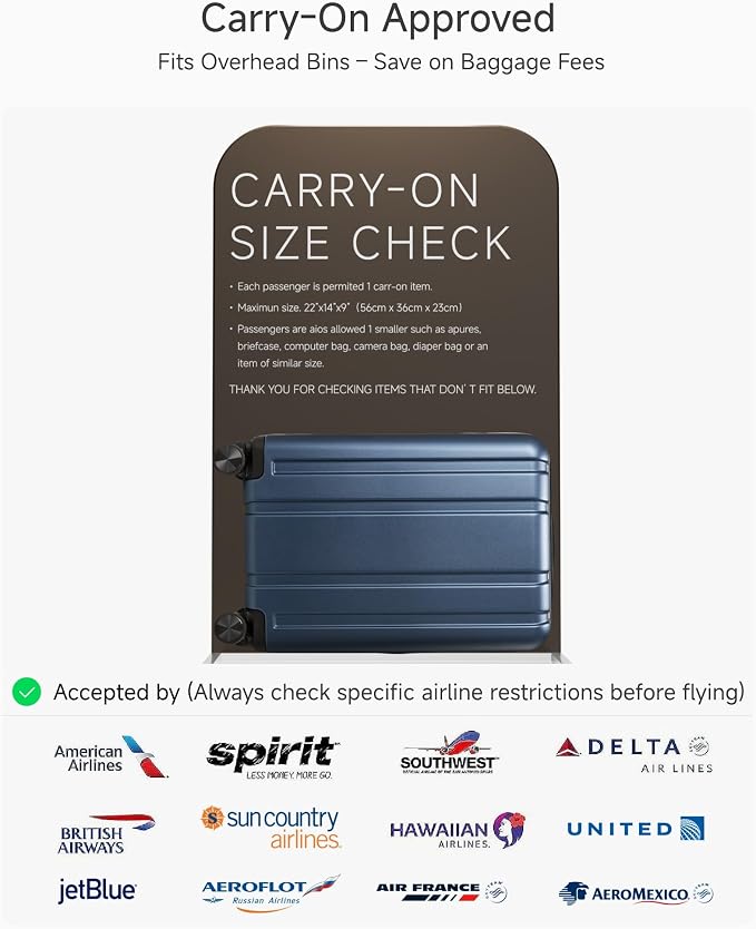 LUGGEX Carry On Luggage 22x14x9 Airline Approved, L2 100% PC Hard Shell Travel Suitcase with Smooth Spinner Wheels, TSA Lock (Silver, 20 Inch, 40L)