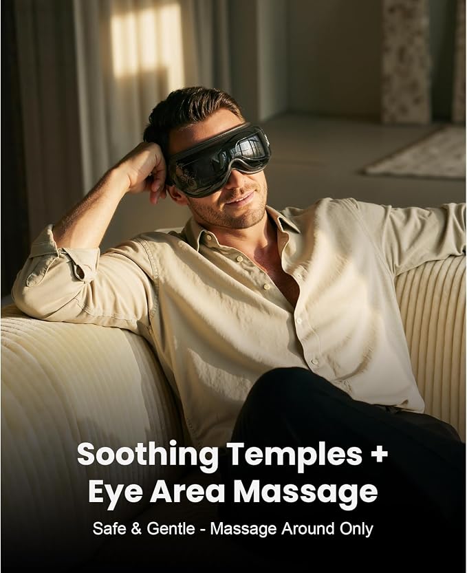 BOB AND BRAD Eye Massager with Heat, Birthday Gifts for Women Men FSA Eligible HSA, Eye Mask with Remote Control, Headache Massager for Migraines Dry Eye Stress Relief Improve Sleep, EyeOasis 2 Plus