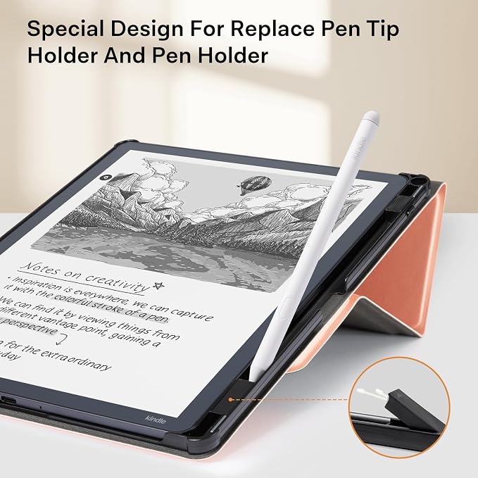 CoBak Case for 11" Kindle Scribe 3rd Generation 2025, Kindle Scribe Colorsoft with Two Viewing Angles - All New PU Leather Cover with Auto Sleep Wake, Pen Holder. Sheep Pink