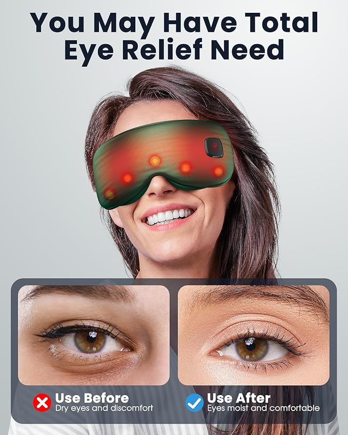 Heated Eye Mask - Cordless Eye Mask for Dry Eyes, Eye Relief, Improved Sleep, Washable Eye Heating pad for Travel and with Replaceable Shell