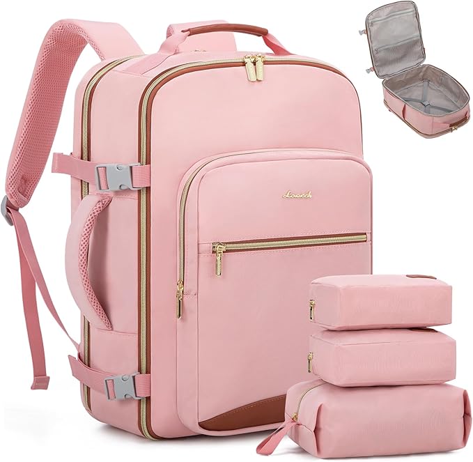 LOVEVOOK 40L Travel Backpack Flight Approved Carry on Backpack,3 Packing Cubes,Waterproof Personal Item Travel Bag,TSA Carry on Luggage Suitcase Travel Essentials,Gifts for Women & Men,fits 17" Laptop