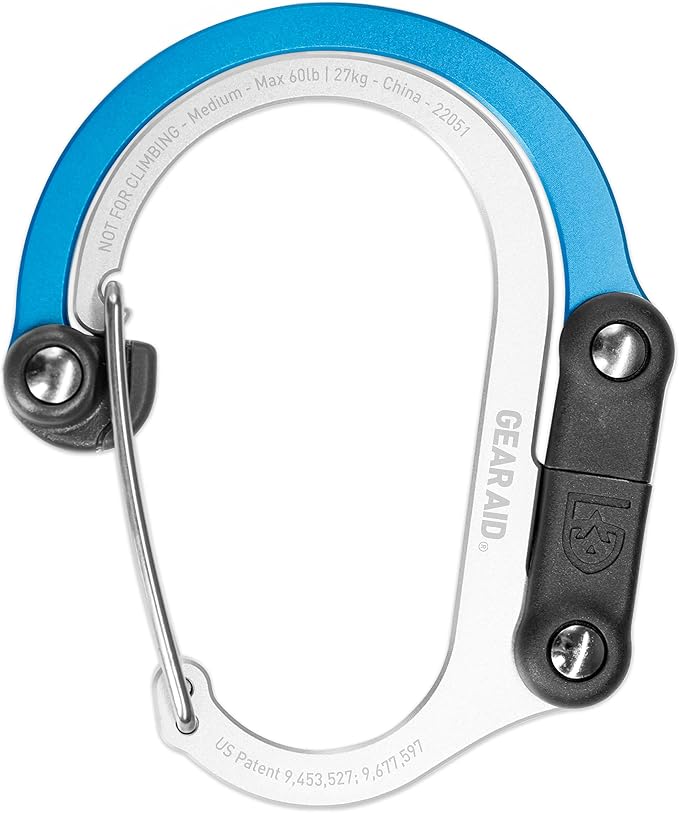 GEAR AID HEROCLIP 360° Swivel Carabiner Gear Clip and Hook (Medium) for Camping, Backpack, Suitcases and Garage Organization