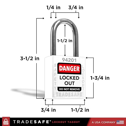 TRADESAFE Lockout Tagout Locks Set - 10 White Loto Locks, Keyed Different Lock Out Tag Out Padlocks, 2 Keys Per Lock, OSHA Compliant Lockout Locks