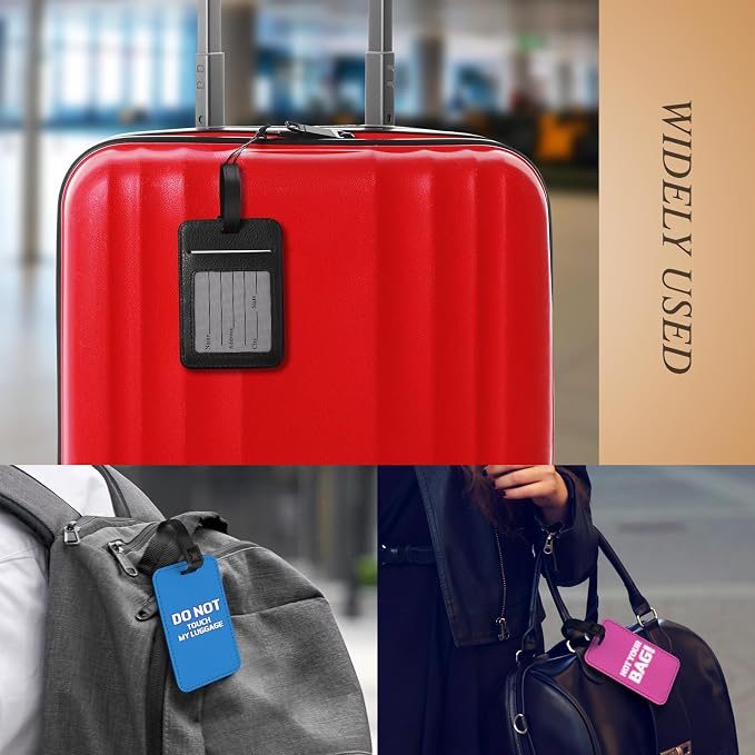 Frienda 32 Pieces Sublimation Luggage Tags Bulk PU Leather Name Label Blank Suitcase Heat Transfer Bag Card Business ID Card Holder Travel ID Tags for DIY Travel Suitcase Sports Bags Holder