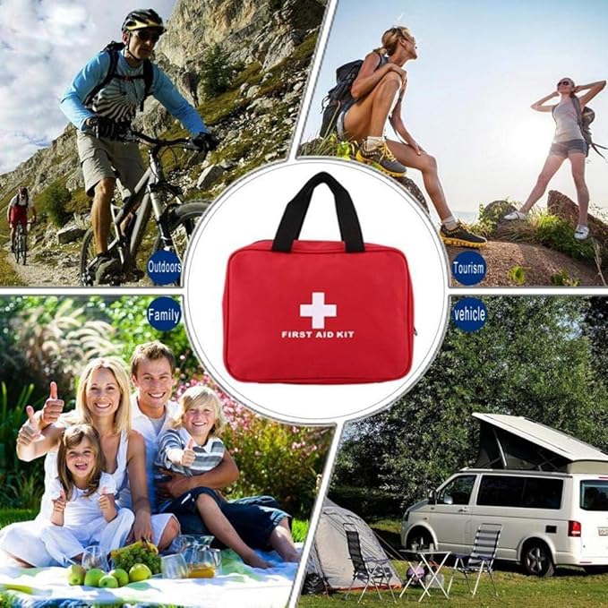 Red First Aid Kit Bag Empty Travel First Aid Bag Responder Storage Compact Survival Medicine Emergency Rescue Pouch Bags for Home Office Car Camping Kitchen Sport Outdoors (Empty, No Contents)