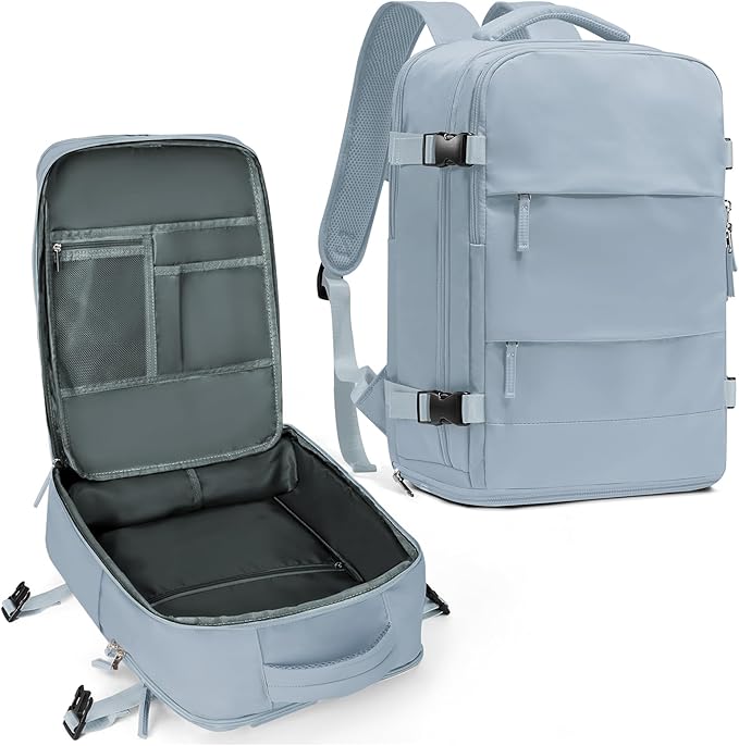 coowoz Travel Backpack For Women Men,Carry On Backpack,Hiking Backpack Waterproof Outdoor Sports Rucksack Casual Daypack travel essentials（Gray Blue）